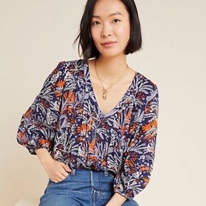 BOGO! Anthropologie Maeve Cathy Pleated Animal Print Blouse Small